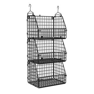PUPPYCUTE Stackable Wire Storage Baskets for Kitchen Closet Pantry, Hanging Closet Organizers Storage Shelves 