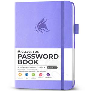 Clever Fox Password Book with Alphabetical Tabs, 5.3"x7.7" Keeper Lavender | Hardcover 5.3” x 7.7”, medium pas