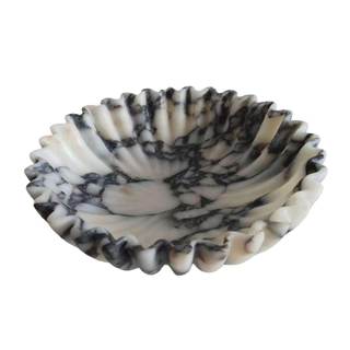 10-inch Decorative Bowl - Handmade Natural Marble, Scalloped & Ruffled Edge, Fruit Bowl, Key Holder, Centerpie