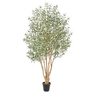 Nafresh Majestic Faux Olive Tree 8ft – Artificial Olive Tree Indoor & Outdoor with Lifelike Leaves & Textured 