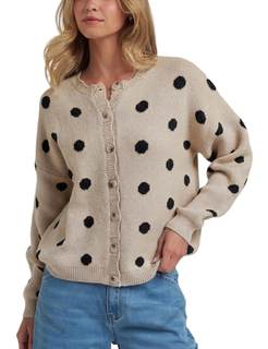 UATKIMI Women Polka Dot Cardigan Sweater Long Sleeve Button Knit Top | Crew Neck, Drop Shoulder, Ribbed Cuffs 