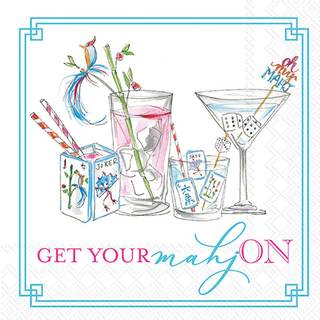 IHR Ideal Home Range Cocktail Napkins Rosanne Beck Disposable 3-Ply Paper Party Napkin Pack, 10" x 10", Mahjon