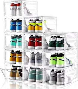 INSTY 12 Pack Large Shoe Storage Box, Clear Shoe Storage Organizer with Magnetic Door, Stackable,Shoe Containe