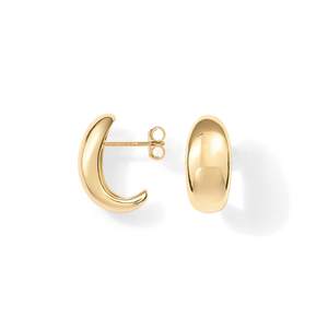 PAVOI 14K Gold Plated 925 Sterling Silver Post Huggie Earrings | Gold Dome Huggie Hoop Earrings for Women