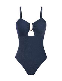 ZAFUL Women's One Piece Swimsuit Ribbed Bathing Suit Tummy Control Swimwear | Scoop Neck, Adjustable Straps, H