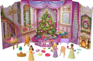 ​Mattel Disney Princess Advent Calendar w/Rapunzel, Tiana, Belle Dolls | 24 Days of Surprises: 3 Small Dolls i
