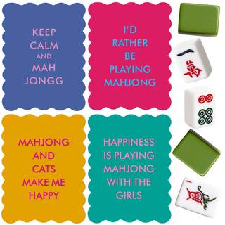 Maitys 4 Pcs Color Mahjong Shuffler Cards with Funny Sayings for Mixing Shuffling Tiles Thick PVC Shufflers wi