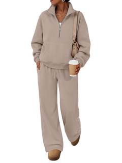 Trendy Queen Womens Sweatsuits Casual Fall 2 Piece Matching Sets 2026 | Breathable material comfy winter cloth
