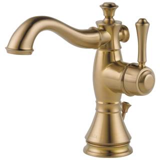 Delta Faucet Cassidy Single Hole Bathroom Faucet, Gold Single Handle Bathroom Faucet, Metal Drain Assembly, Ch