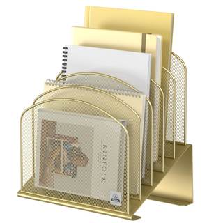 Delifox Inclined Desk File Organizer,Vertical File Folder Holder Stand Metal Rack File Sorter for Office Class