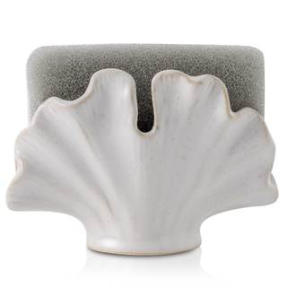 Uiddo Ceramic Sponge Holder,Sponge Holder for Kitchen Sink,Compact Sink Caddy Organizer-Scouring Pad and Dish 