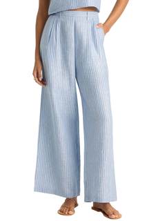 Vitamin A Women's Swimwear Eco Linen The Getaway Pant Swimsuit Cover Up Medium Summer Stripe