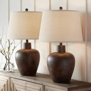 Glenn 27" Tall Table Lamps Set of 2 Terra Cotta Farmhouse Southwest Rustic | Dark Southwestern Natural Cottage