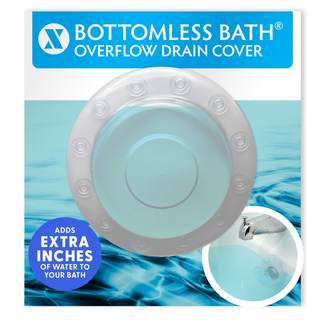 SlipX Solutions Bottomless Bath Overflow Drain Cover Accessory, Clear | Adds Inches of Water for Deeper, Warme