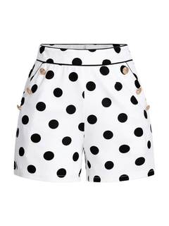 SweatyRocks Women's Polka Dots Work Dressy Shorts with Pockets | High Waisted Short Small Black and White
