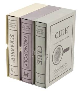 WS Game Company Vintage Board Games Bookshelf Collection - Scrabble, Monopoly & Clue in Book-Style Cases for F