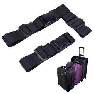 Wisdompro 2 Pack Add a Bag Luggage Strap, Luggage Connector Straps - Black | Heavy Duty Adjustable Suitcase Be