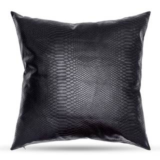 Black Snake Skin Faux Leather Pillow Cover 18 x 18 inch Thick Black Leather Throw Pillow case, Simple Modern B