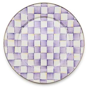 MACKENZIE-CHILDS Enamel Serving Platter, Purple-and-White Violet Check | Hand-applied design, decorative servi