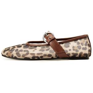 Gothictor Women's Mesh Ballet Flats Round Toe Leopard Mary Jane Shoes Women | Cushioned Comfort, Easy to Style