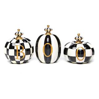 MACKENZIE-CHILDS “Boo” Resin Pumpkin Decor Set, Halloween Decor for Home Decoration, Set of 3