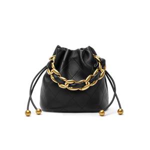 DORIS&JACKY Designer Top Handle Bucket Bag for Women Small Leather Crossbod | Mini Top Handle Drawstring Chunk