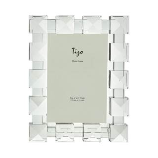 TIZO Design 4x6 Crystal Clear Glass Picture Frame, Boutique Quality Photo Frame (Square Diamond) 4x6 Clear