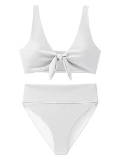 ANRABESS Bikini Sets for Women Summer High Waisted 2 Piece Bathing Suit Ribbed Tie Knot Swimsuit 2026 Beach Va