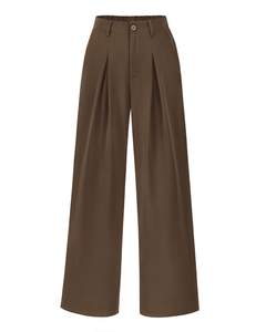 BTFBM Women's Fall High Waisted Palazzo Pants | Button Down, Wide Leg Trousers, Pockets, Pleated, Loose Work S