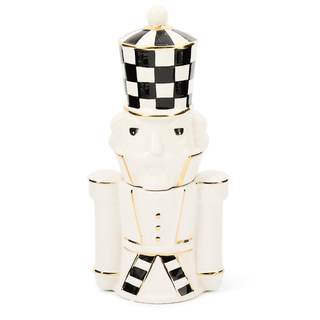 MACKENZIE CHILDS Salt and Pepper Shaker Set, Ceramic Salt and Pepper Holders, Courtly Noel Nutcracker