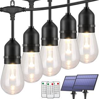 Mlambert 96FT(2x48FT) 3 Colors LED Solar String Lights with Remote, Black | Solar Powered, Jump/Fade/Static, 2