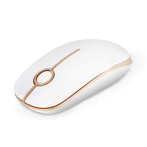 VssoPlor Wireless Mouse, 2.4G Slim Computer Laptop Mouse, White and Gold | Portable Mouse, Plug & Play USB Nan