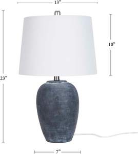 Nourison Home 23" Black Vintage Distressed Ceramic Pot Table Lamp for Bedroom, Living Room, End Table, with Wh