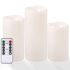 NURADA Large Waterproof Flameless Candles 6" 8" 10" x 4" - Outdoor Indoor LED Pillar Flickering Candle Battery