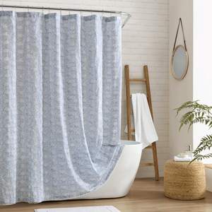 Peri Home Ikat Eyelet Cotton Shower Curtain 72 x 72 in Blue Ikat 1-Piece | Fabric, Bathroom Blue Ikat Eyelet 7