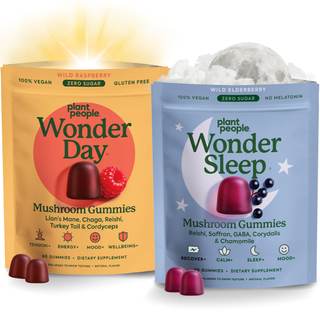 Plant People WonderDay & WonderSleep Mushroom Gummies Bundle, 60 Ct Each | Daily Energy, Mood & Immune Support