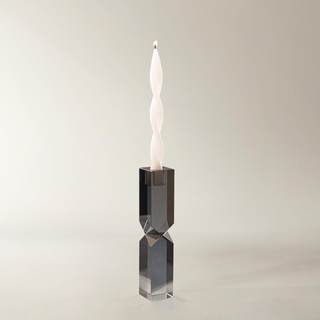Z Gallerie Mid Mythos Mirrored Crystal Taper Holder, Graphite | Geometric Glass, Versatile Console & Tabletop 