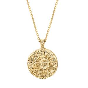PAVOI 14K Gold Plated Engraved Coin Pendant Necklaces for Women | Byzantine Coin Pendants | Bohemian Necklace 