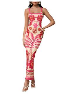 Floerns Women's Tropical Bow Tie Back Long Dress Sleeveless Maxi Dress | Hawaiian Resort Wear, Coastal Vacatio