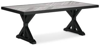 Signature Design by Ashley Beachcroft Outdoor Dining Table, Rust-Resistant Farmhouse Design with Porcelain Tab