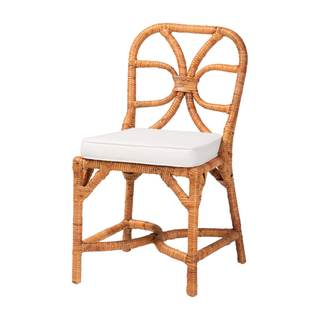 Bali & pari Alondra Natural Rattan Dining Chair - Handwoven Wicker Side Chair with Removable Cushion, Coastal 