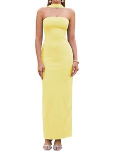 HTZMO Women Formal Wedding Guest Cocktail Fall Bodycon Maxi Dress | Halter Neck Elegant Long Dresses, Evening 