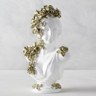 Z Gallerie White & Gold Resin Floral Bust Sculpture Decor for Home Display | Elegant Decorative Sculpture, Int