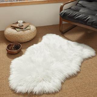 Ashler Faux Fur Rug, White, 2x3 Ft, Machine Washable | Fluffy Sheepskin, Ultra Soft Small Rug, Faux Fur Throw,
