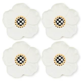 MACKENZIE-CHILDS Ceramic Dessert Plate Set, White Rabbit | Hand-painted design, decorative serving plates for 