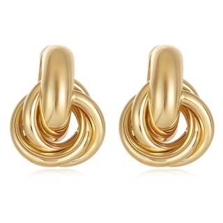 14K Gold Silver Knot Earrings for Women Heart Link Drop Dangle Earring Chunky Statement Jewelry Twisted Link 1