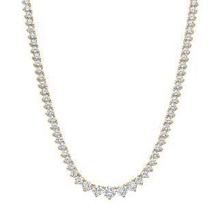 KISPER Tennis Necklaces for Women, Graduated Yellow & White Gold Plated CZ | 3-5mm graduated 5A cubic zirconia