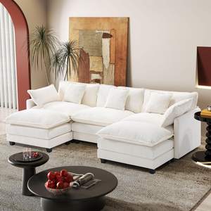 113.4" Modular Sectional Sofa,U Shaped Couch for Living Room,Modern Deep Seat Sofa 3 Seater Chenille Fabric Co