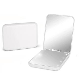 Kintion Pocket Mirror, 1X/3X Magnification LED Compact Mirror (White) | Travel Mirror with Light for Purse, 2-